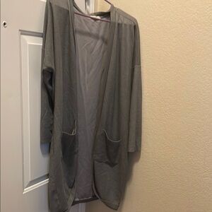 Light Gray Open Front Cardigan